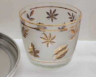 Vintage Libbey Glass Company golden foliage ice bucket