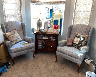 One blue wing back chair is sold. $145 each. 