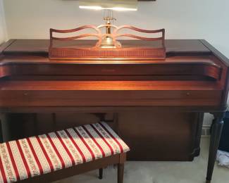 Spinet piano with stool