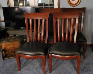 (4) very strong side chairs, copper kettle, end table, TV, lamp
