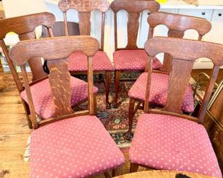 6 Tiger Oak Side Chairs With ClawHoof Feet Legs