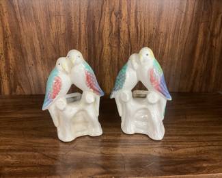 Vintage Morton Art Pottery Lovebird Planters, Pair