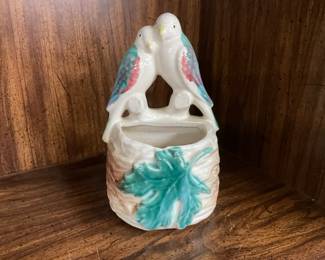 Vintage 1950's Morton Pottery Wall Picket Planter Love Birds