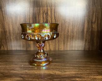 Indiana Glass Compote Kings Crown thumbprint Pedestal Candy Dish