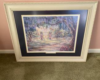 Framed & matted picture under glass in living room