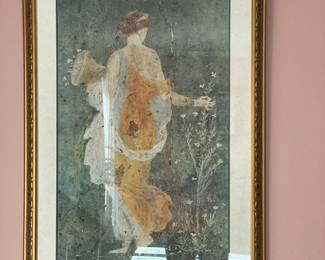 Framed & matted picture under glass in living room