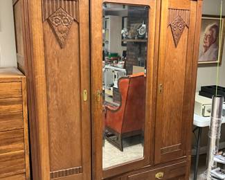 Great antique Armoire - can be separated for moving - upstairs