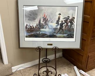 Basement - Civil War battle scene - framed & matted with stand
