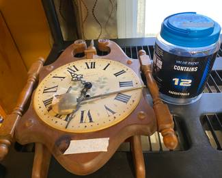 Clock & jar of racquetballs