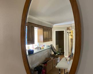 Oblong wood framed mirror