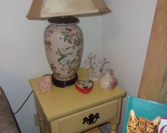 ETHAN ALLEN Night Stand, Oriental Lamp, etc