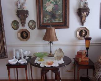 Small  Tables, Drop Side Table Milk Glass, Wall Decor, etc