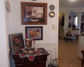 Mahogany Chest, Silver Plate, Bicycle Wine Bottle Holder, etc