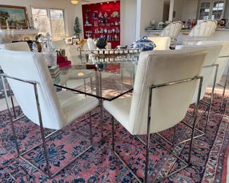 Milo Baughman for Thayer Chrome/Glass Dining Table, Milo Baughman for Thayer Coggin Chair Set