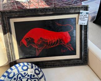 MCM Bull Signed Oil Painting