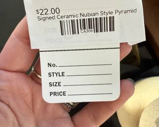 Signed Ceramic Nubian Style Pyramid