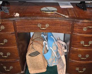 9 Drawer writing Desk with Leather Top