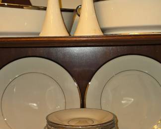 Lenox Solitaire China white with Silver Trim