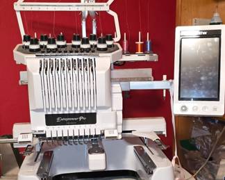 Here we go! Get you a  cup of Hot Chocolate or Coffee. Get comfy!! We have about 60 totes to unload. More Pictures  on there way!! This is a Brother Entrepreneur Pro Embroidery Machine.  Only used a few times!