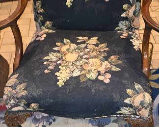 Antique High Back Arm Chair - Step Stool - zwr have 2 Chairs