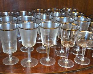 Chrystal Glasses with Silver Trim