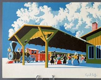 Lot 53 | Vintage Eyvind Earle Birthday Card Train Station
