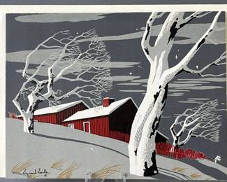 Lot 39 | Vintage Eyvind Earle Christmas Card Snowy Fields
