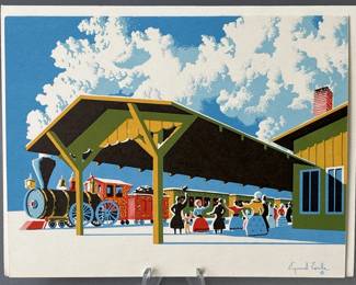 Lot 52 | Vintage Eyvind Earle Christmas Card Santa & Deer
