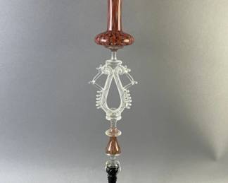 Lot 17 | Signed Charles Savoie Latticino Glass Goblet
