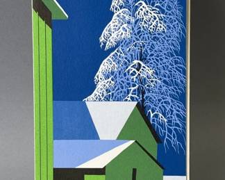 Lot 27 | Vintage Eyvind Earle Christmas Card Green Barns
