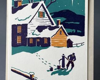 Lot 20 | Vintage Eyvind Earle Christmas Card Farm Scene
