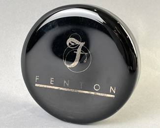 Lot 90 | Fenton Logo Black Glass Disk Signed Scott Fenton

