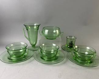 Lot 155 | 1920s Fostoria Uranium Glass Cups & Ashtray
