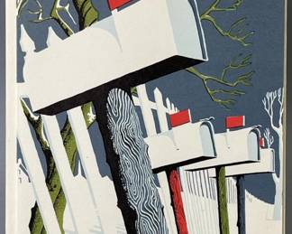 Lot 51 | Vintage Eyvind Earle Christmas Card Mail Boxes
