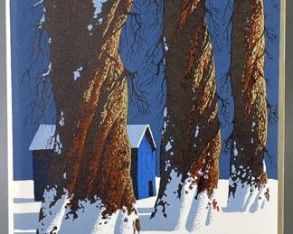 Lot 55 | Vintage Eyvind Earle Xmas Card 3 Trees & A Barn
