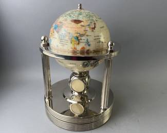 Lot 130 | Mother of Pearl & Stone Globe With Clock & More

