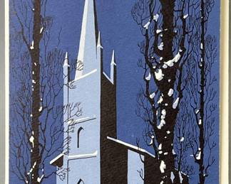 Lot 41 | Vintage Eyvind Earle Xmas Card Church At Night
