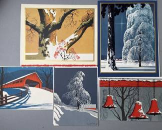 Lot 75 | Eyvind Earle Christmas Card Fronts Only Vintage?
