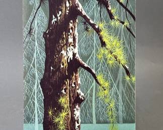 Lot 37 | Vintage Eyvind Earle Christmas Card Forest Pine
