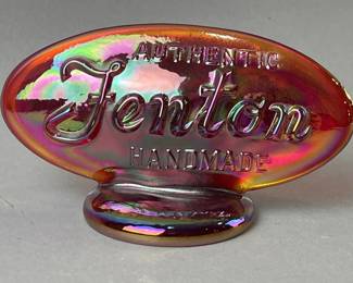 Lot 92 | Fenton 90th Anniversary Red Carnival Glass Logo
