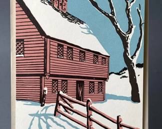 Lot 23 | 1940s Eyvind Earle Christmas Card House & Tree
