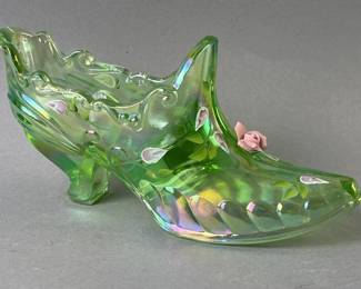 Lot 94 | Fenton Green Apple Imperial Slipper Hand Paint
