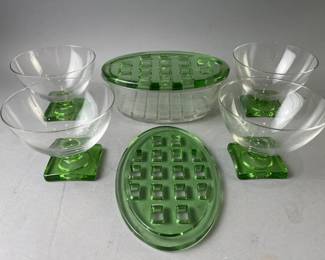 Lot 143 | Fostoria Uranium Glass Frog & 1920s Glasses
