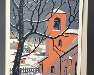 Lot 21 | Vintage Ivan Earl Christmas Card Church & Village
