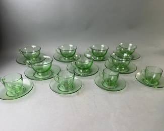 Lot 134 | Fostoria Uranium Glass Tea Set & Apertif Set
