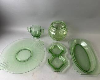 Lot 141 | Vintage Fostoria Mayfair Uranium Glass & Vase
