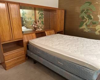 Headboard and mattress and box springs
Headboard 
71 tall x 113 wide