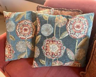 Carmela Square Turquoise Multicolor Floral Flower Tapestry Throw Pillows