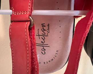 Clarks Red Leather Sandals