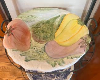 Ceramic Serving Bowl with Vegetable Pattern - Made in Italy